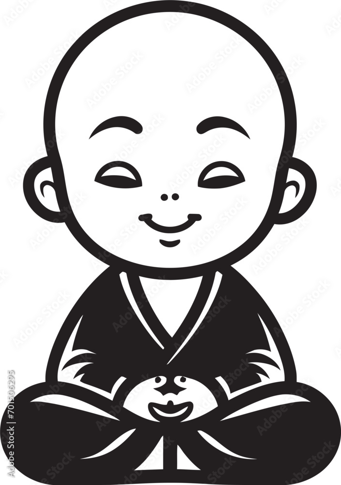 Zen Blossom Vector Kid Buddha Design Buddha Babe Black Serene Emblem