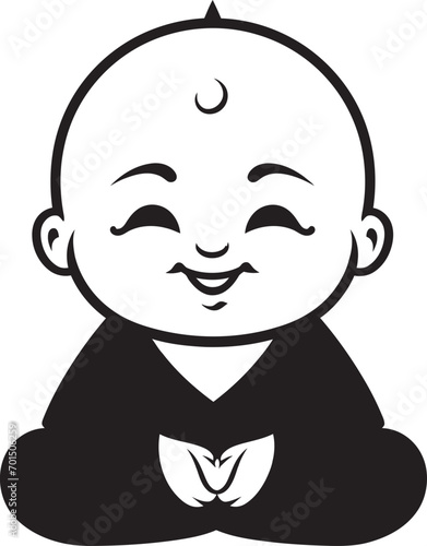 Buddha Babe Serene Cartoon Emblem Chibi Enlightenment Vector Buddha Logo