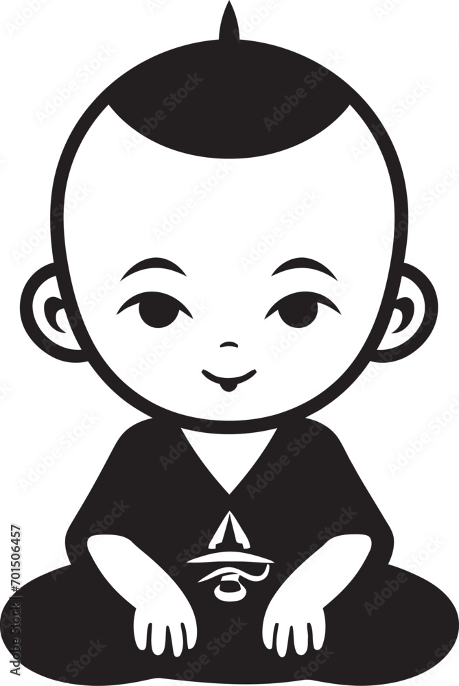 Chibi Enlightenment Serene Vector Kid Peaceful Tot Buddha Icon Emblem Chibi Enlightenment Serene Vector Kid Peaceful Tot Buddha Icon Emblem