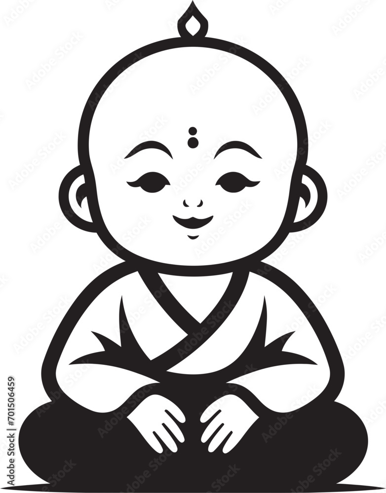 Serenity Sprite Vector Zen Kid Zen Youngster Black Buddha Emblem Serenity Sprite Vector Zen Kid Zen Youngster Black Buddha Emblem