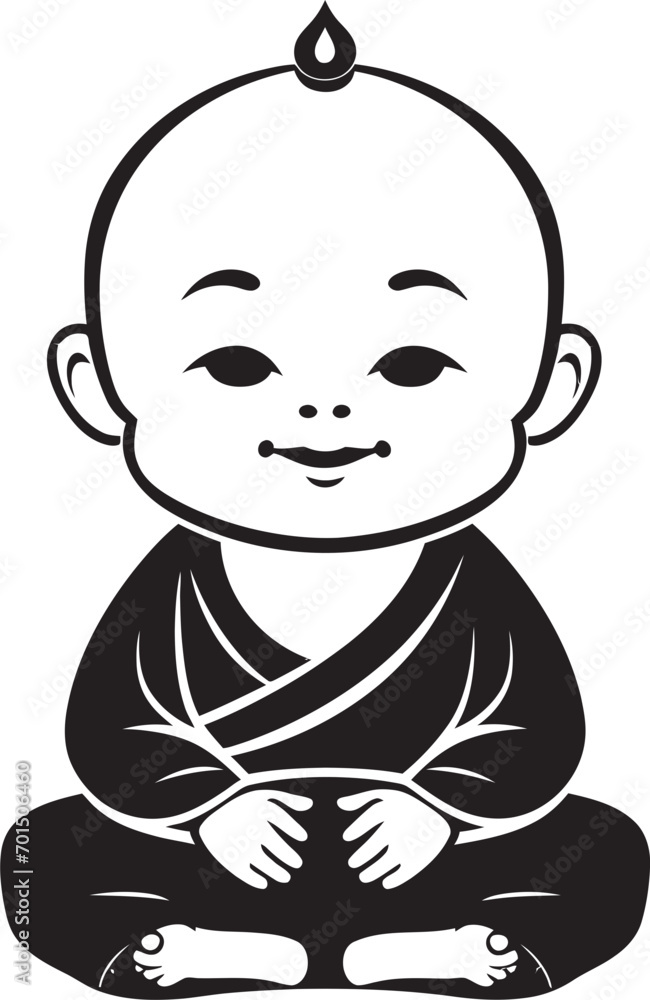 Buddha Bambino Cartoon Serene Icon Tiny Tranquility Vector Buddha Emblem Buddha Bambino Cartoon Serene Icon Tiny Tranquility Vector Buddha Emblem