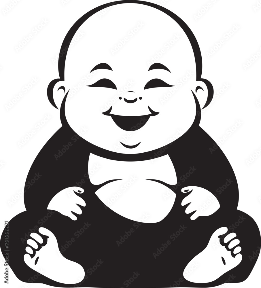 Fototapeta premium Zen Youngster Black Buddha Silhouette Buddha Bambino Cartoon Buddha Silhouette
