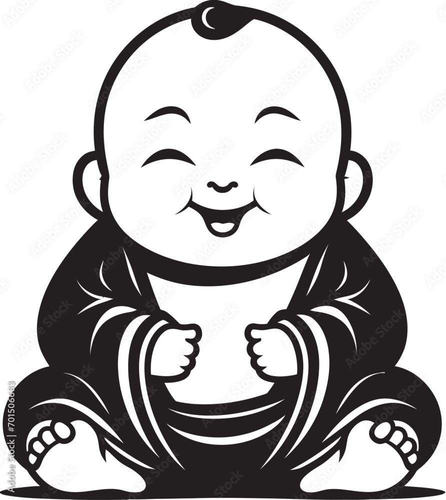 Buddha Babe Black Logo Icon Chibi Enlightenment Cartoon Buddha Silhouette