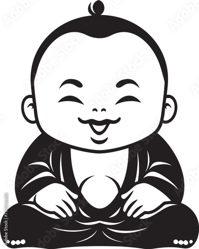 Zen Serenity Sprite Vector Design Little Bodhisattva Black Buddha Kid
