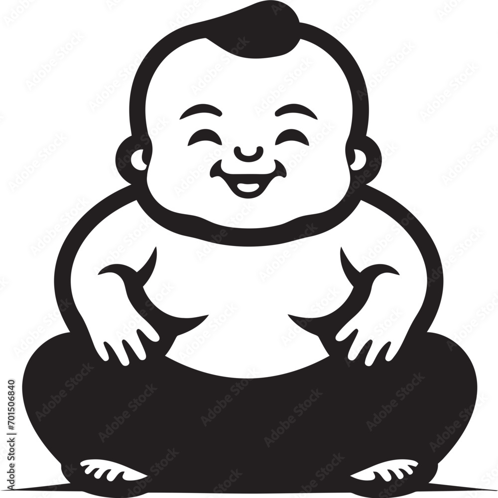 Enlightened Infante Mini Monk Silhouette Buddha Bambino Cartoon Buddha Icon Enlightened Infante Mini Monk Silhouette Buddha Bambino Cartoon Buddha Icon