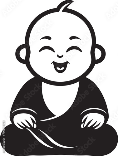 Zen Nursery Black Buddha Silhouette Divine Kiddo Mini Monk Icon Design