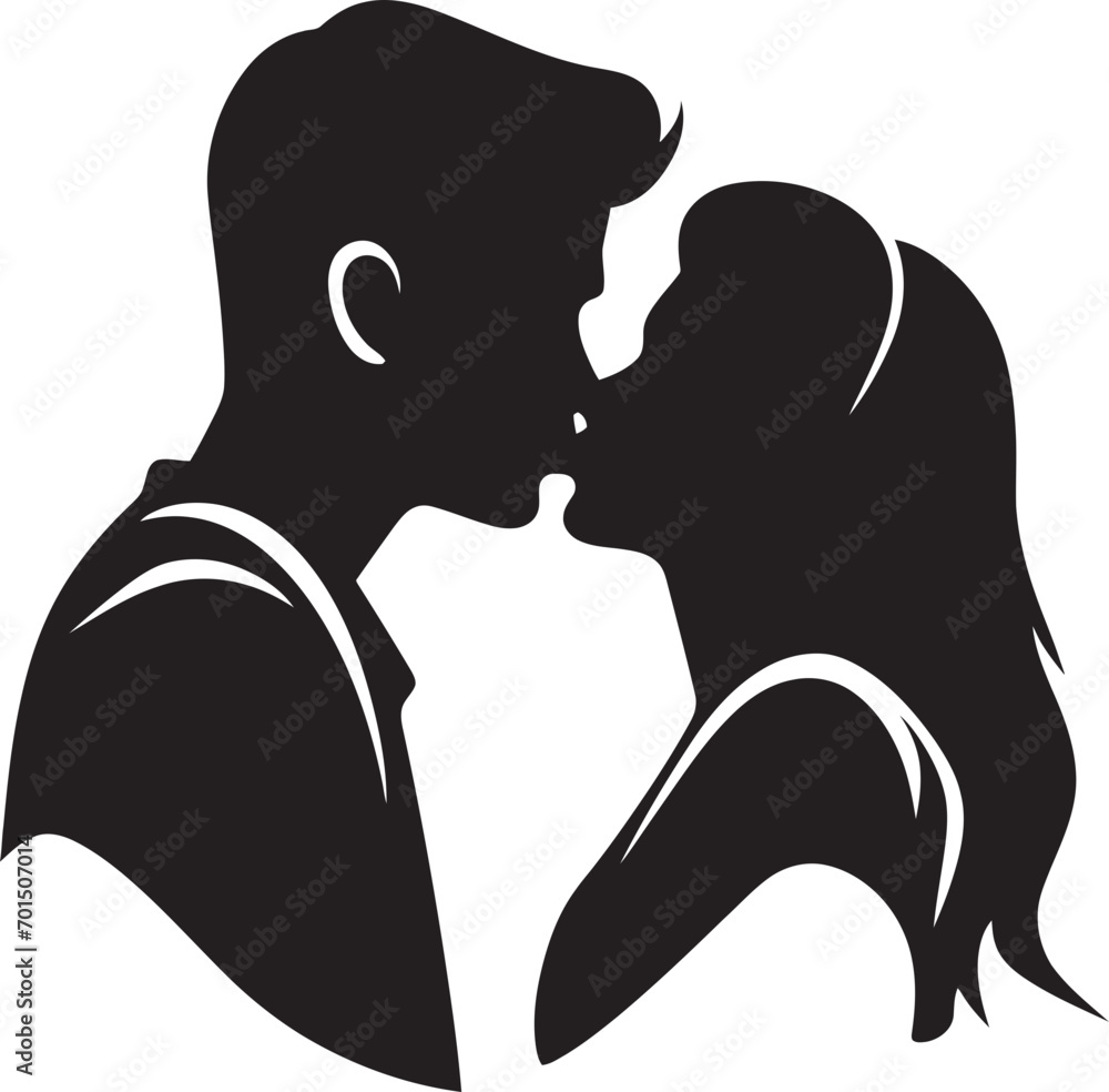 Intimate Union Romantic Black Kissing True Loves Whisper Vector Romance Emblem