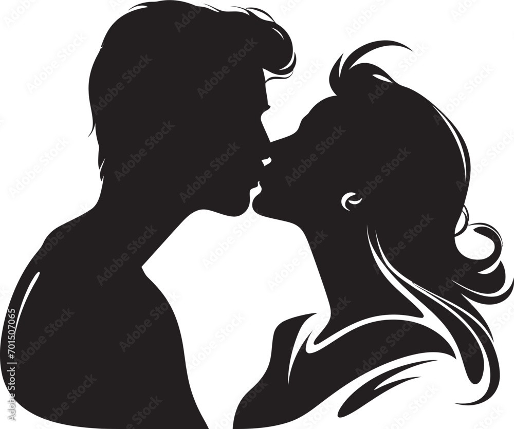 Enamored Duo Iconic Black Kiss Boundless Affection Romantic Logo