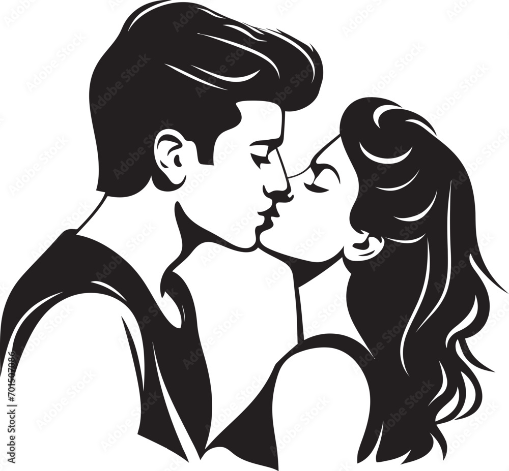 Tender Passion Black Romance Icon Passionate Bond Iconic Kissing Design