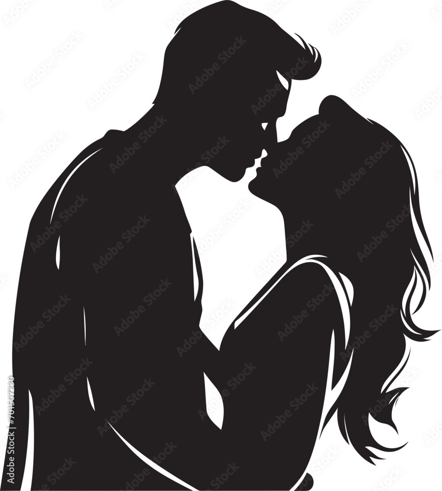 Intimate Embrace Vector Silhouette Love True Loves Harmony Black Romance Emblem