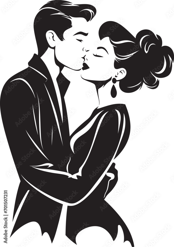 Eternal Affection Black Logo Icon Passionate Kiss Iconic Vector Design