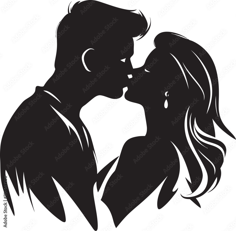 Passionate Fusion Black Iconic Romance Boundless Love Iconic Kissing Emblem