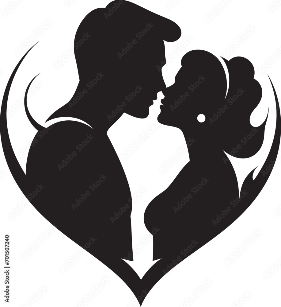 Infinite Devotion Black Silhouette Romance Tender Whisper Romantic Vector Emblem