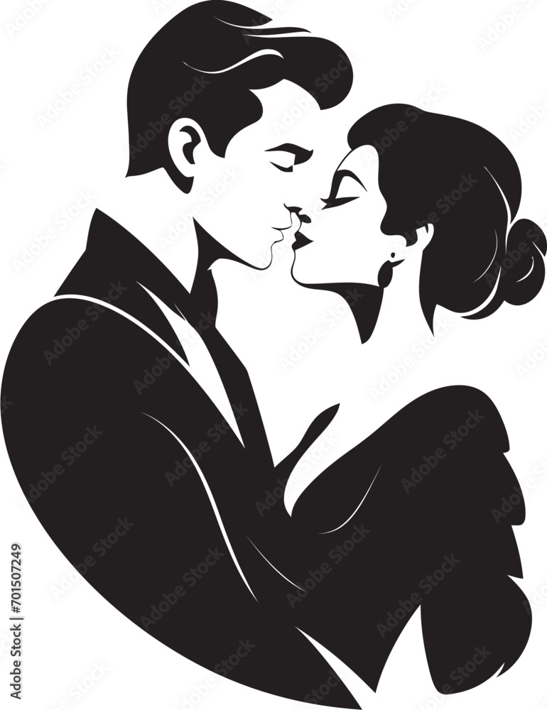 Endless Affection Vector Iconic Kiss Blissful Connection Black Silhouette Love