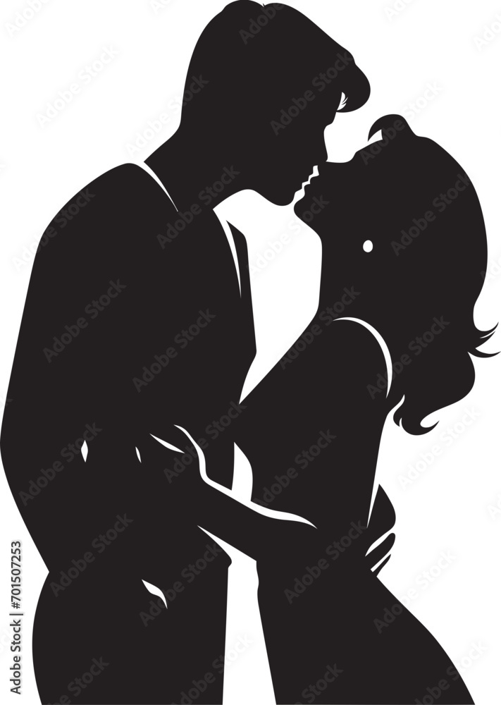 Passionate Kiss Iconic Vector Design Boundless Romance Black Silhouette