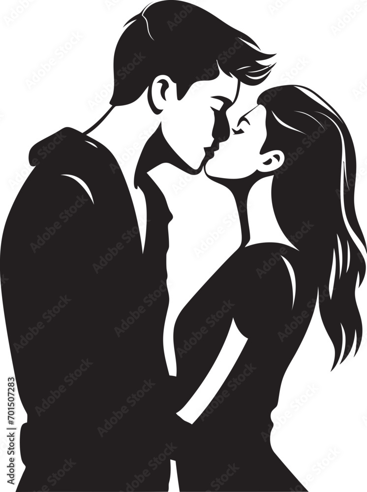 True Loves Embrace Iconic Silhouette Kiss Sensual Harmony Black Romance Emblem