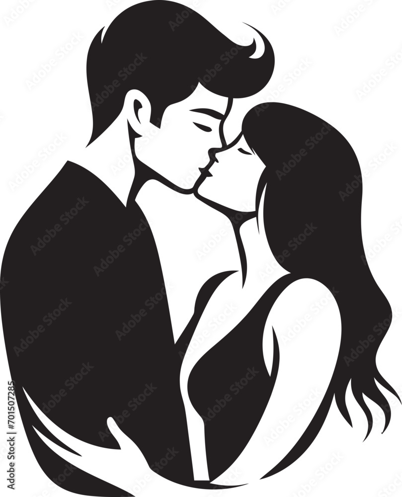 Sensual Harmony Black Romance Emblem Everlasting Devotion Vector Kissing Silhouette
