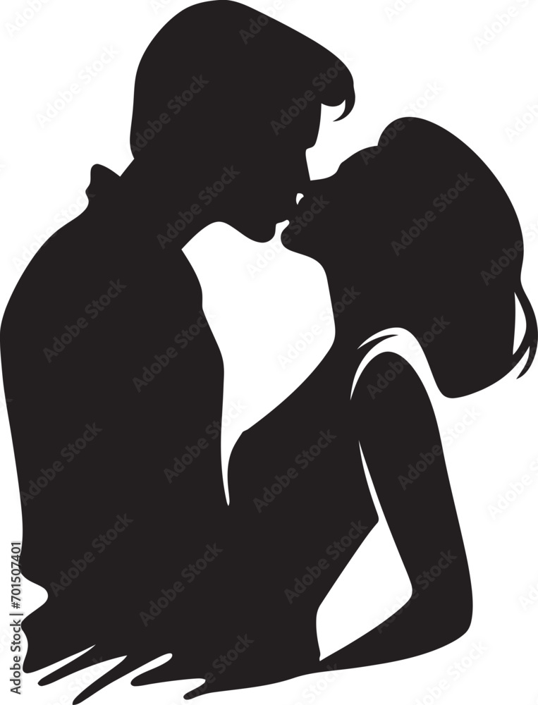 Intimate Harmony Romantic Vector Emblem True Loves Whisper Black Kissing Emblem