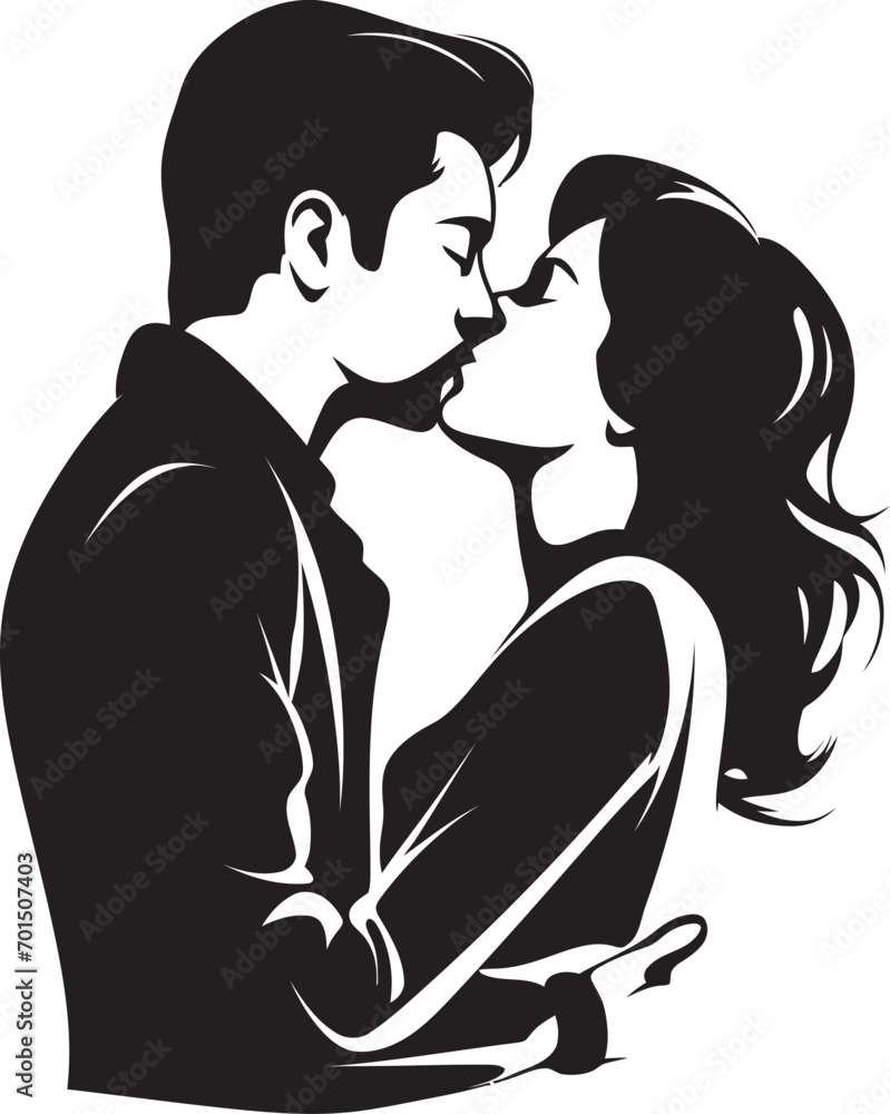 Soulful Embrace Romantic Silhouette Endless Love Iconic Kissing Couple