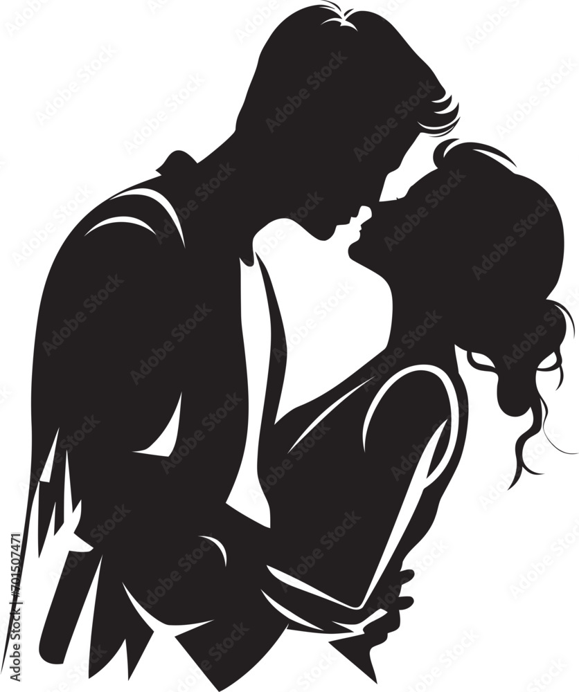 Tender Loves Touch Vector Romance Silhouette Passionate Fusion Iconic Kissing Emblem
