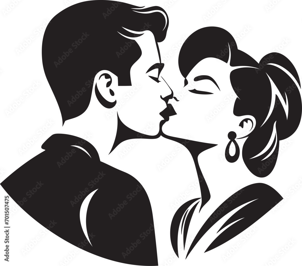 Sweet Devotion Vector Kissing Icon Tender Connection Black Romance Emblem Sweet Devotion Vector Kissing Icon Tender Connection Black Romance Emblem