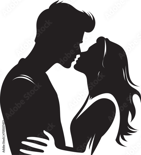 Affectionate Pair Iconic Black Silhouette Intimate Embrace Couples Logo