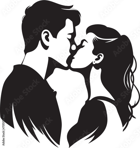 Intimate Embrace Couples Logo Sweet Devotion Vector Kissing Icon
