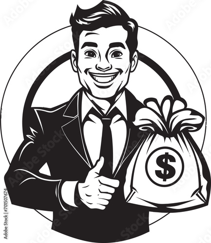 Cash Custodian Money Bag Vector Wealth Warden Black Logo Emblem