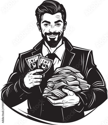 Coin Guardian Black Wealth Emblem Cash Steward Vector Emblematic Wealth