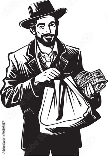 Dollar Custodian Black Logo Emblem Wealth Steward Moneybag Vector Design