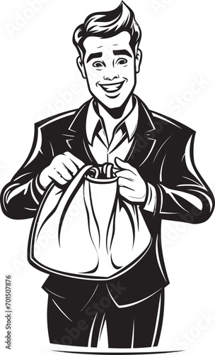 Cash Custodian Black Bag Holder Wealth Warden Moneybag Vector Emblem