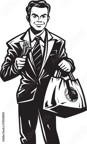 Wealth Warden Moneybag Icon Treasury Titan Black Emblem Design