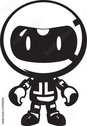 Cute RoboBlaster Vector Emblematic Design BlastBot Buddy Black Logo Icon