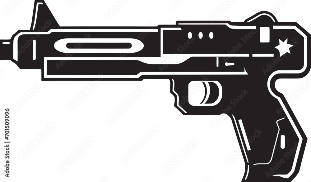 Futuristic Blaster Gun Vector Black Laser Revolver Futura Emblematic Icon
