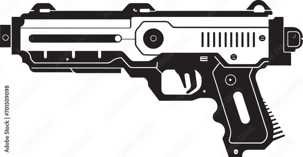 Plasma Beam Blaster Black Emblem Icon Futuristic Blaster Gun Vector Black