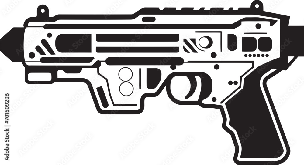 Futuristic Plasma Rifle Vector Emblem Cosmic Wave Gun Black Logo Emblem