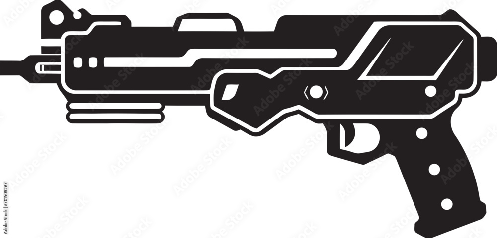 Galactic Ionizer Gun Emblem Design Cybernetic Beam Blaster Black Emblem