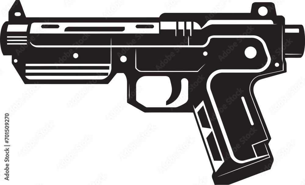 Plasma Bolt Pistol Vector Black Logo Laser Nova Cannon Black Emblem Icon