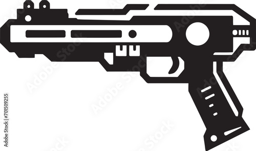 Laser Nova Cannon Black Emblem Icon Futuristic Particle Rifle Vector Emblematic
