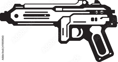 Techtron Pulse Blaster Black Logo Design Astral Photon Gun Vector Iconic Design