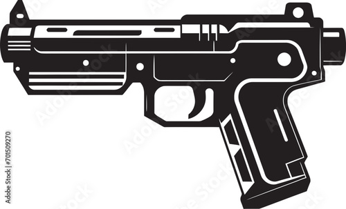Plasma Bolt Pistol Vector Black Logo Laser Nova Cannon Black Emblem Icon