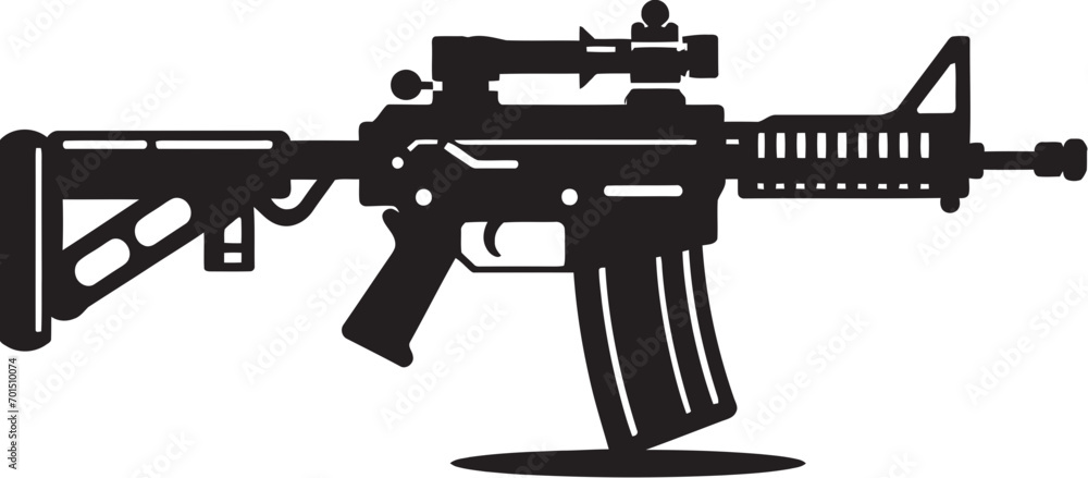 Stealth Combat Firearm Black Emblematic Rapid Strike Armory Vector Icon