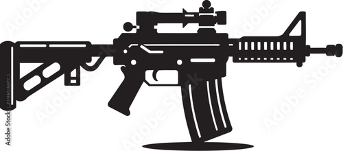 Stealth Combat Firearm Black Emblematic Rapid Strike Armory Vector Icon