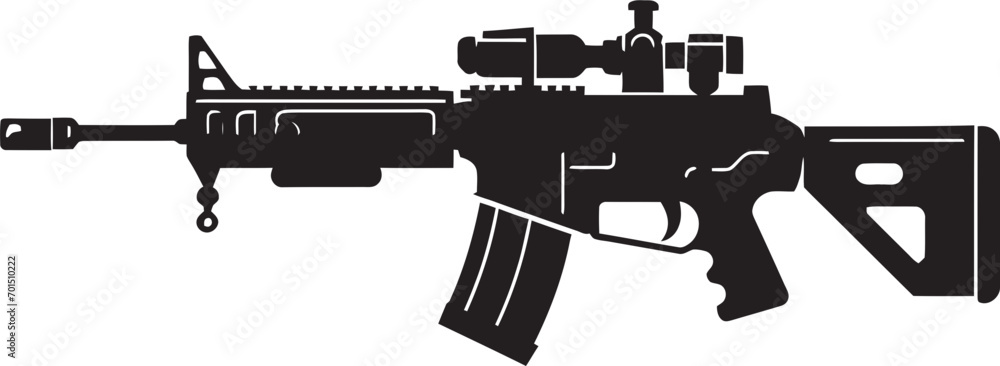Strategic Firearm Arsenal Black Iconic Tactical Weaponry Icon Vector Emblem