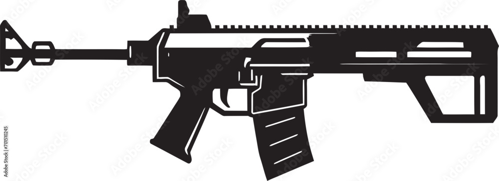 Strategic Combat Arsenal Black Design Tactical Firearm Icon Vector Emblematic