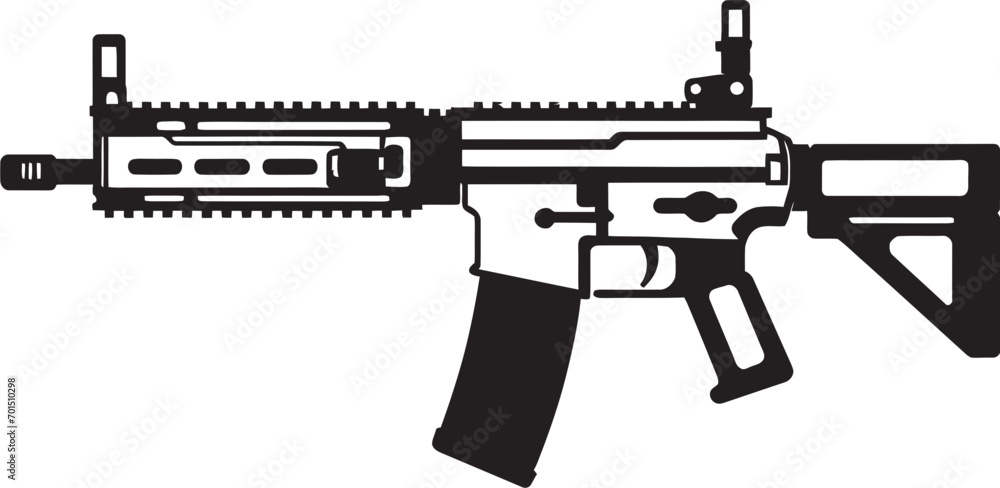 Tactical Firearm Icon Vector Black Modern Combat Armament Black Emblematic