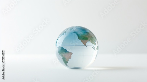 A glase globe with white background, blur effect, space for text - Generative AI photo