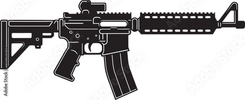 Advanced Weapon System Black Emblematic Stealth Combat Firearm Vector Black