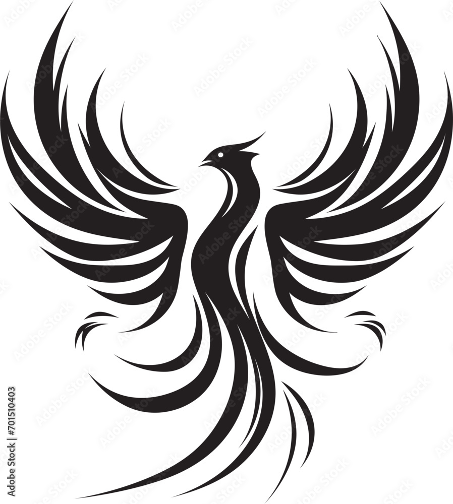 Fototapeta premium Revival Glow Symbol Vector Logo Icon Radiant Flame Wings Black Iconic Design