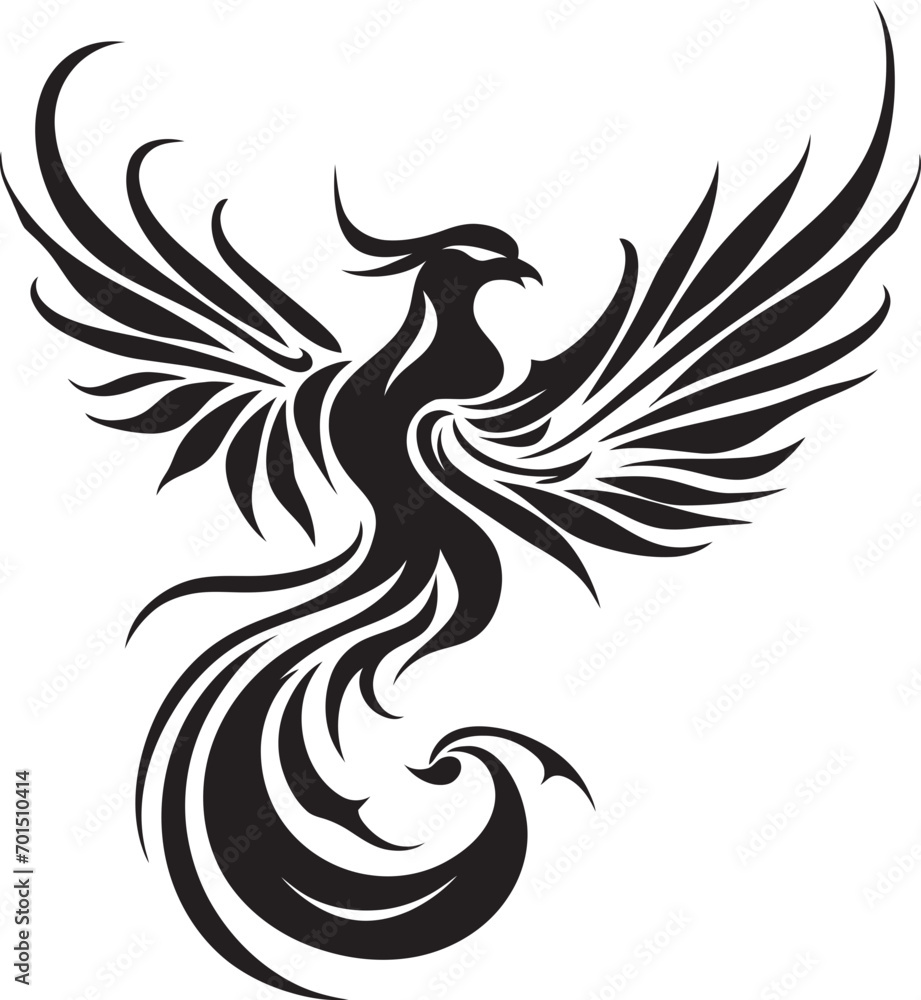 Phoenix Blaze Rebirth Black Emblematic Resilient Fire Wings Vector Logo Icon